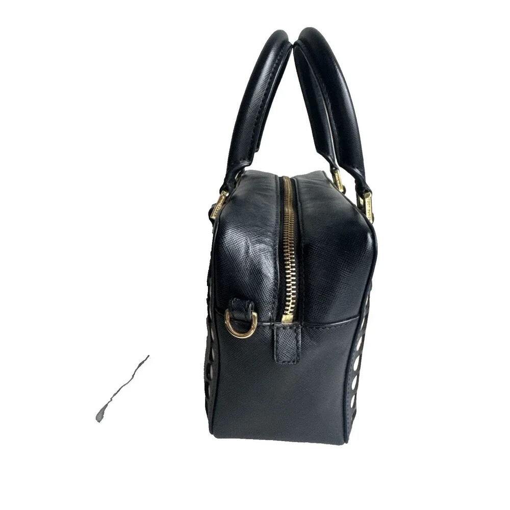 Tory Burch Robinson Lily Satchel Crossbody Bag Black & Beige Saffiano Leather